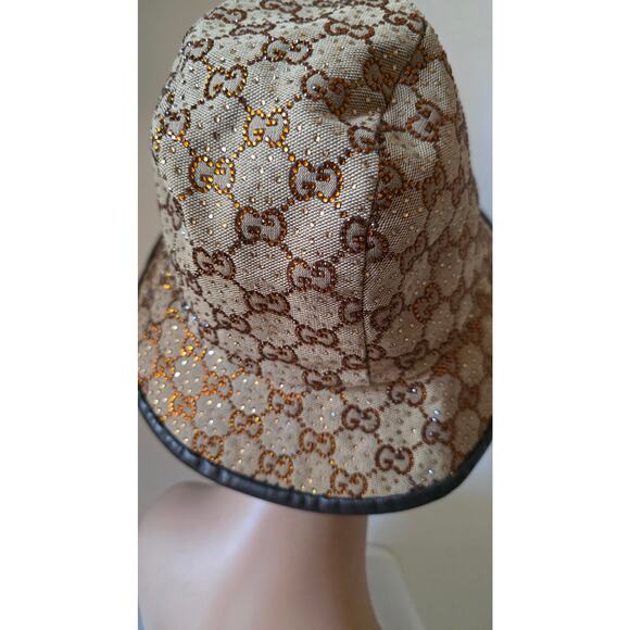 Gucci Beige GG Monogram Studded bucket hat L sz - Picture 12 of 15